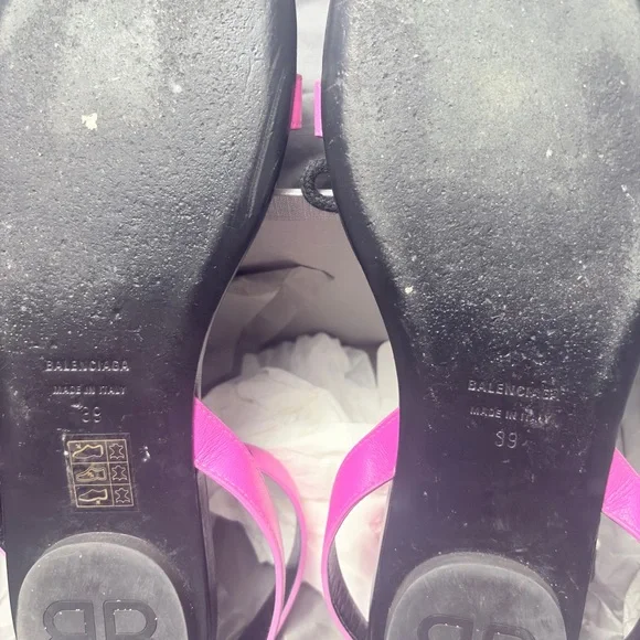 Balenciaga Pink and Black Sandals with Sleek Design